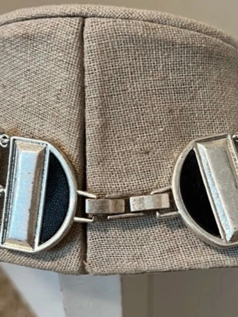 Stella & Dot silver Electra statement necklace with black, gray and clear stones